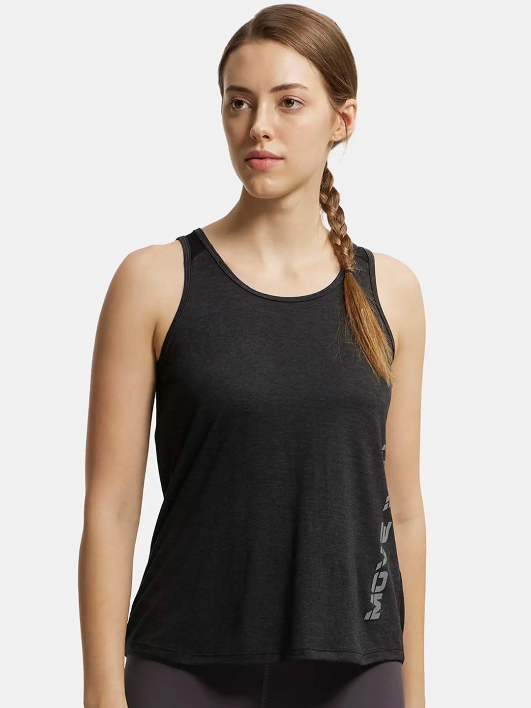 

Jockey Microfiber Fabric Graphic Printed Tank Top With Breathable Mesh-MW33, Black