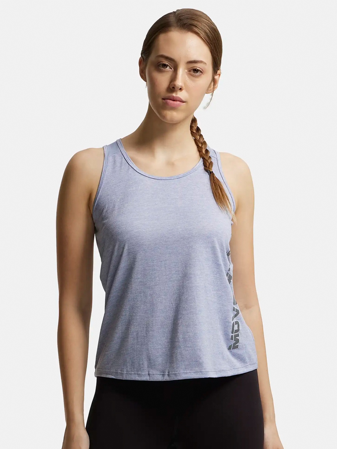 Jockey Microfiber Fabric Graphic Printed Tank Top With Breathable Mesh-MW33, Blue