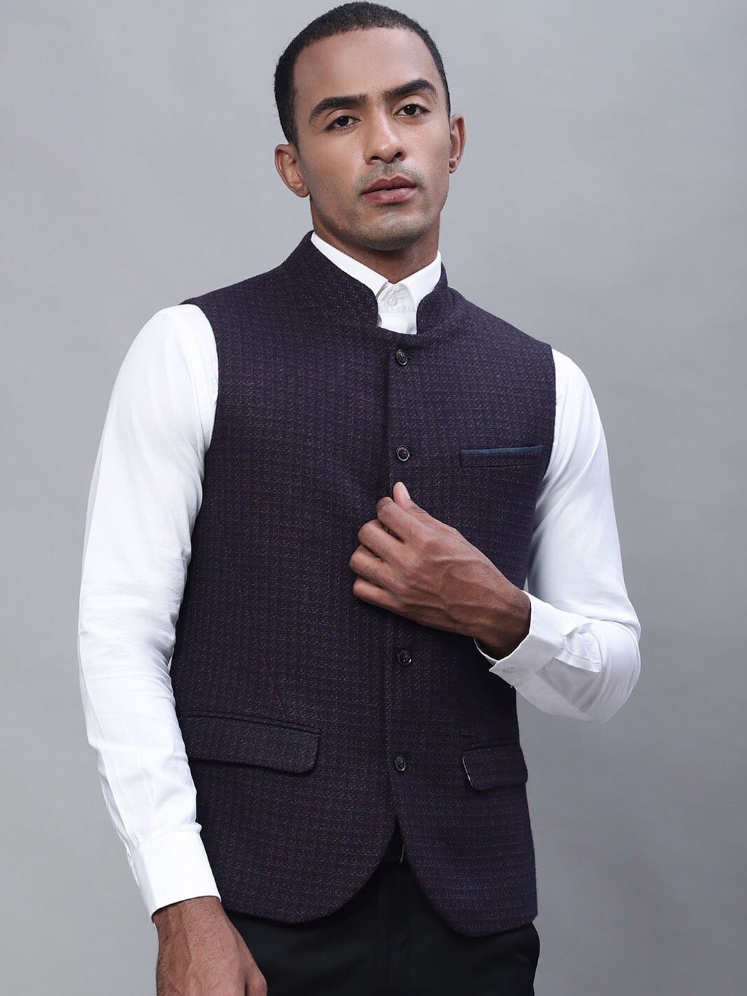 

Cantabil Woven Design Nehru Jacket, Burgundy