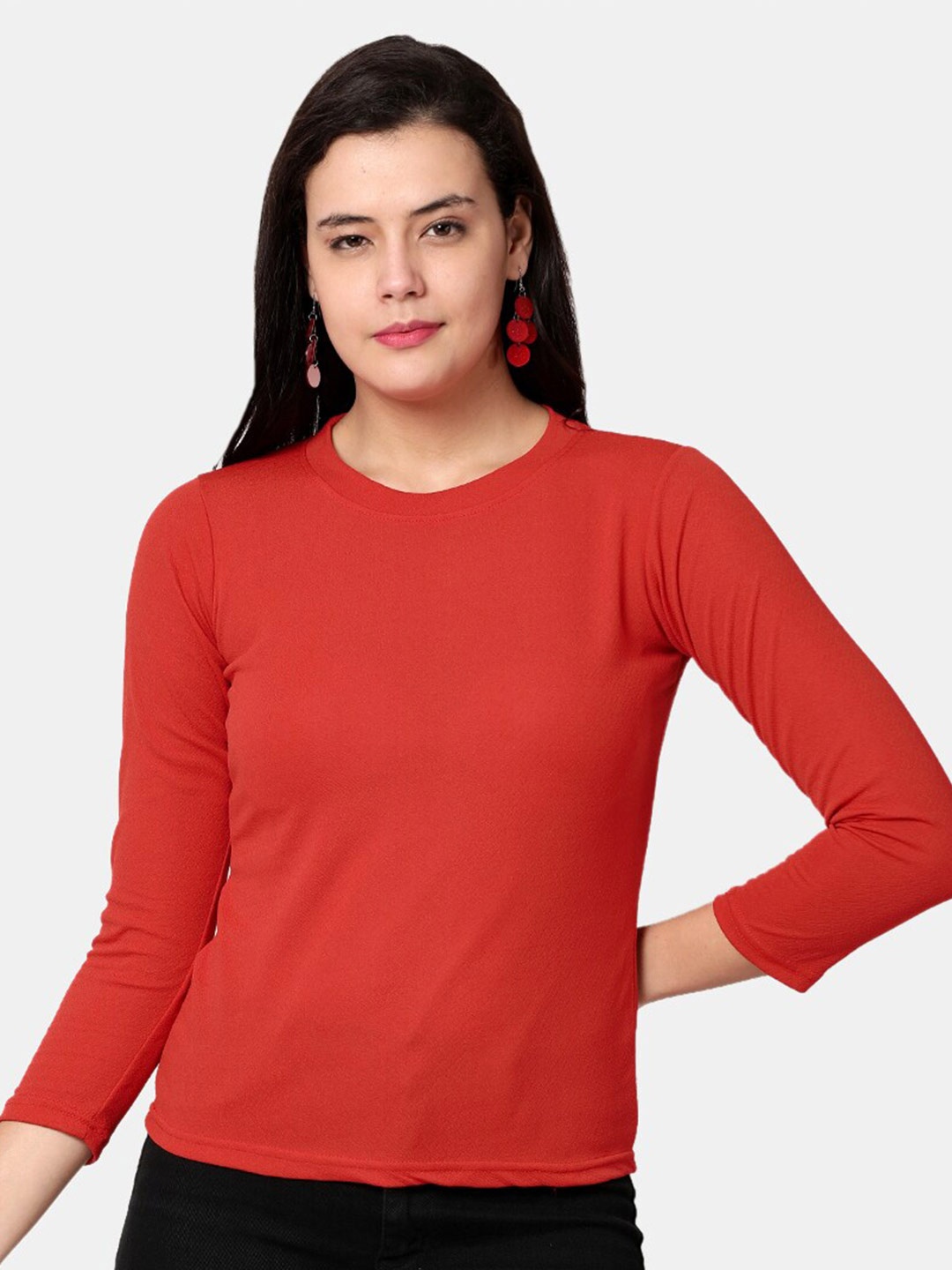 

Selvia Round Neck Top, Red