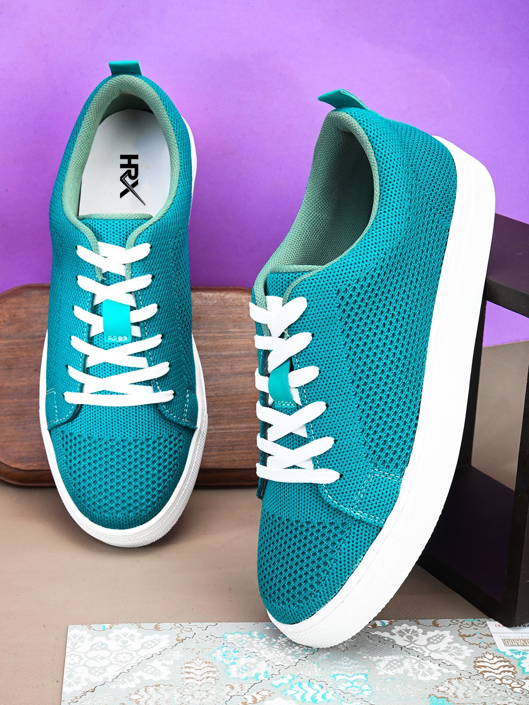 

HRX by Hrithik Roshan Women Woven Design Lightweight Sneakers, Turquoise blue