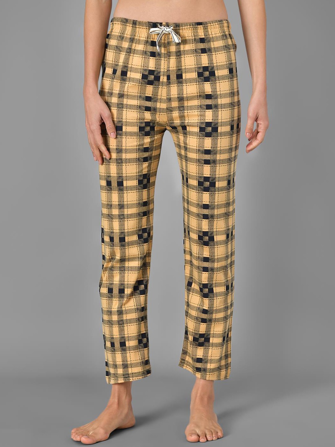 

Kotty Checked Cotton Lounge Pants, Yellow