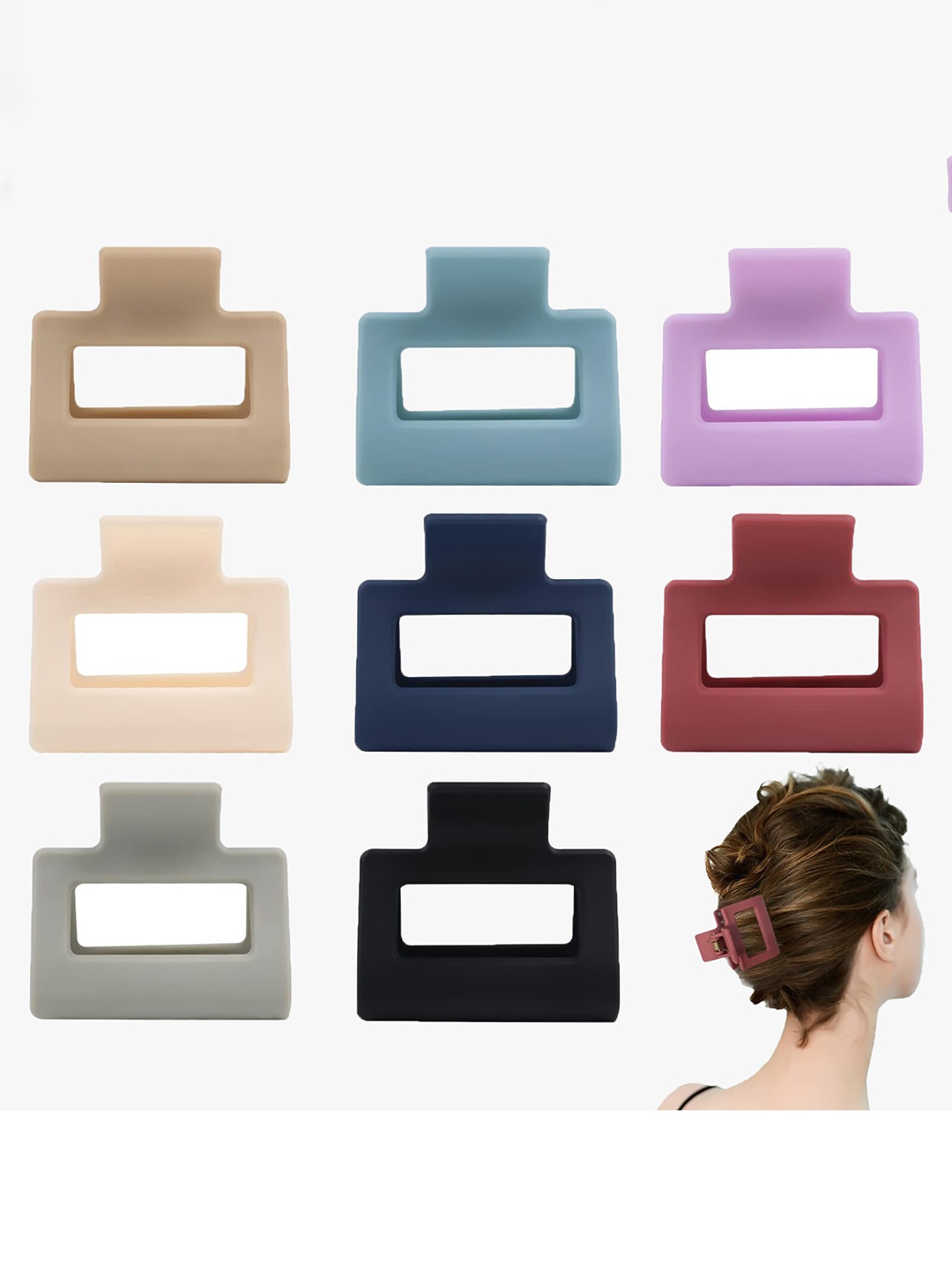 

Krelin Women Set Of 7 Matte Square Claw Clips, Black