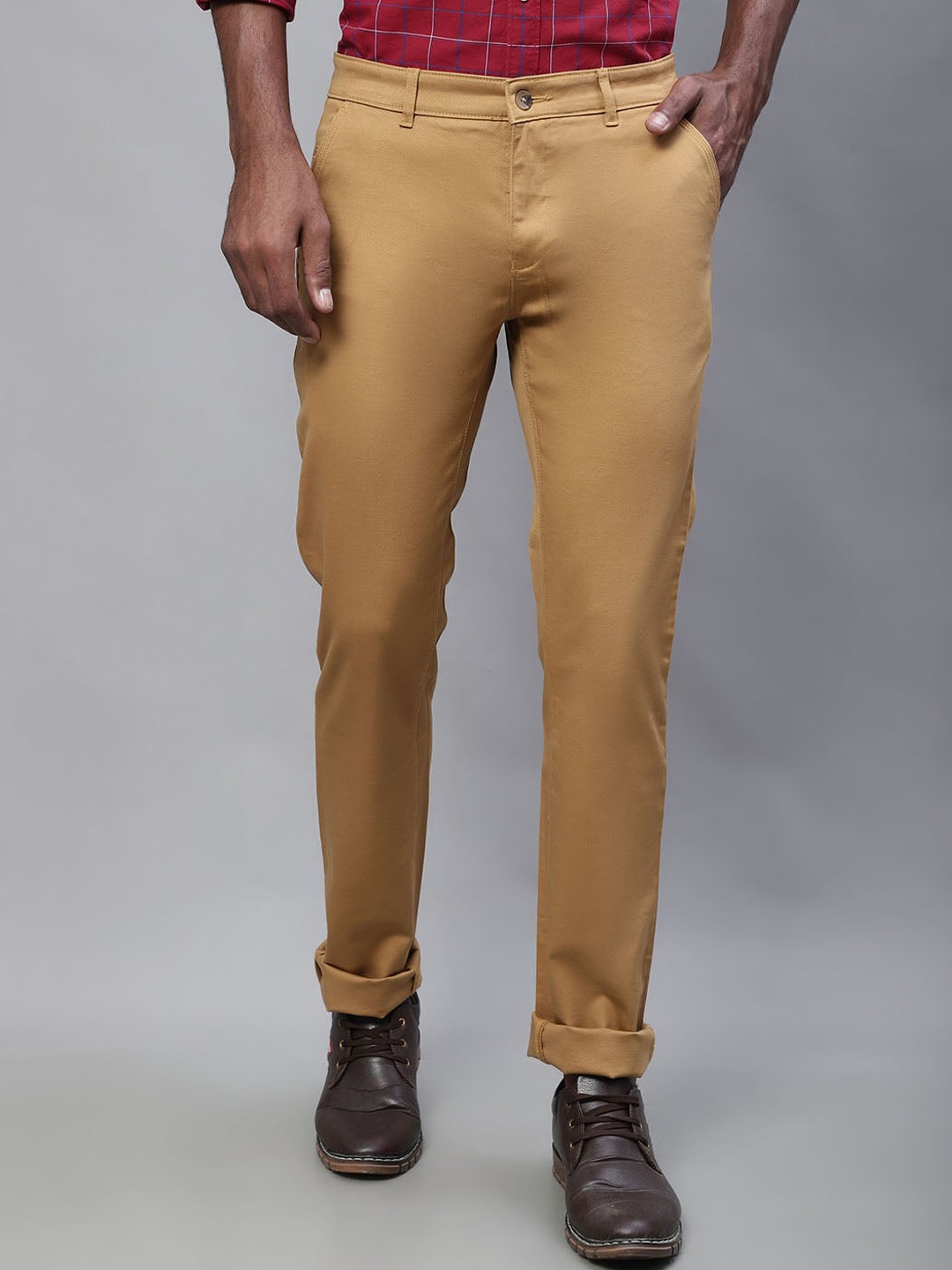 

Cantabil Men Mid-Rise Trousers, Camel brown