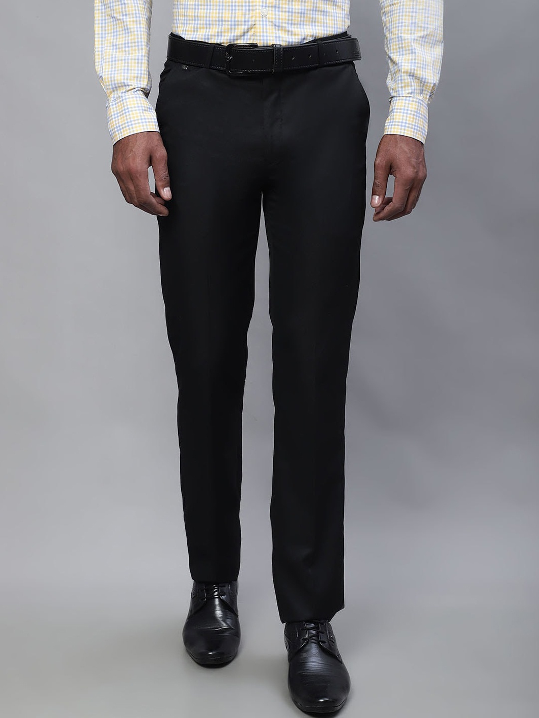 

Cantabil Men Mid Rise Formal Trousers, Black