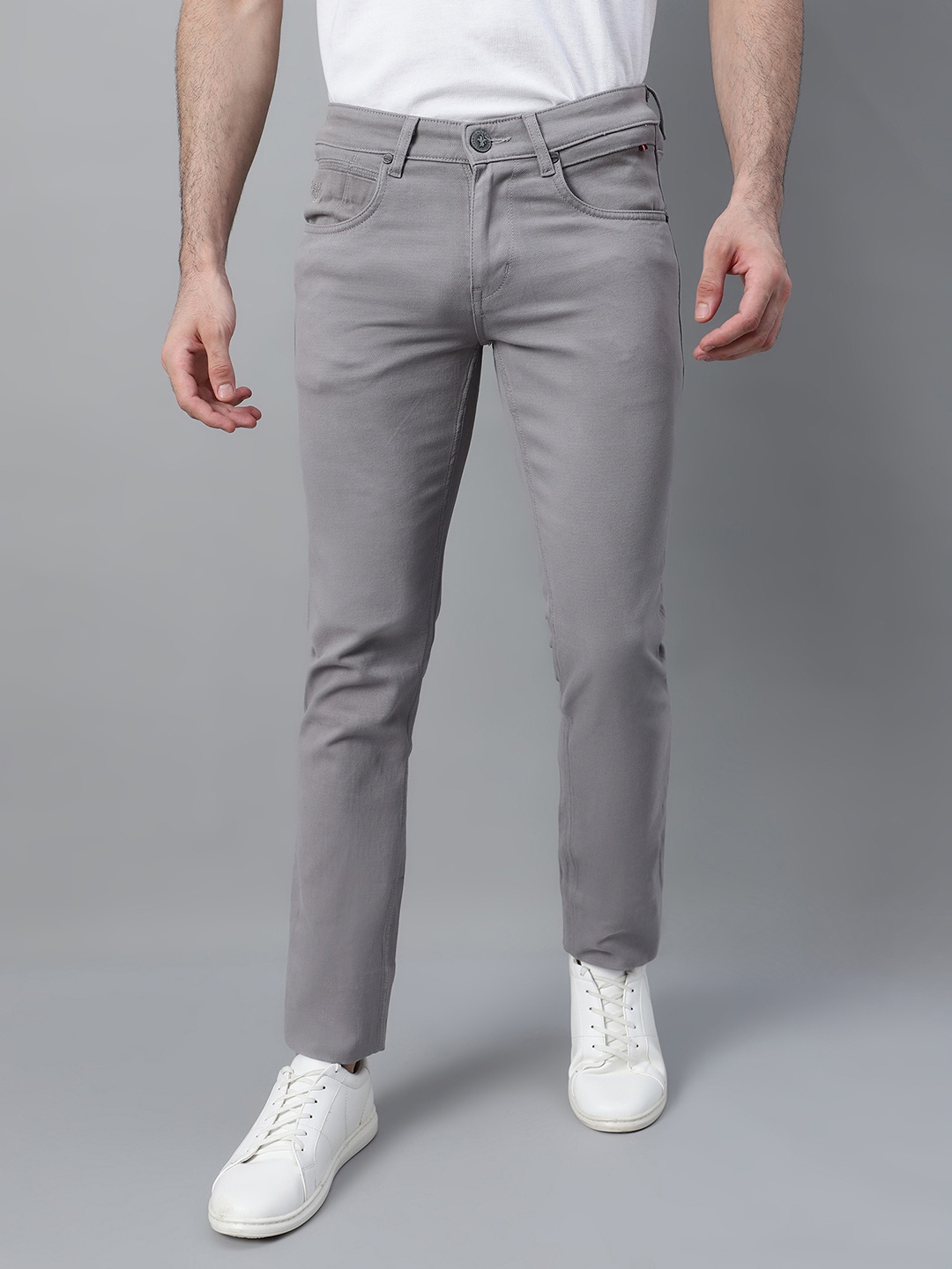 

Cantabil Men Mid Rise Cotton Trousers, Grey