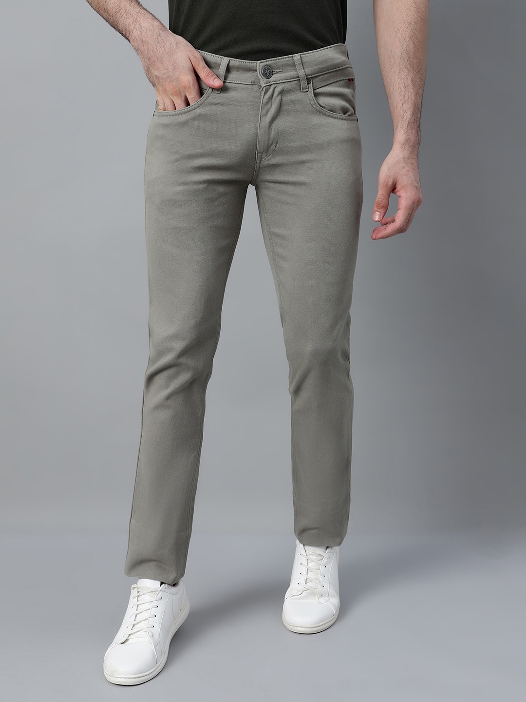 

Cantabil Men Mid-Rise Trousers, Olive
