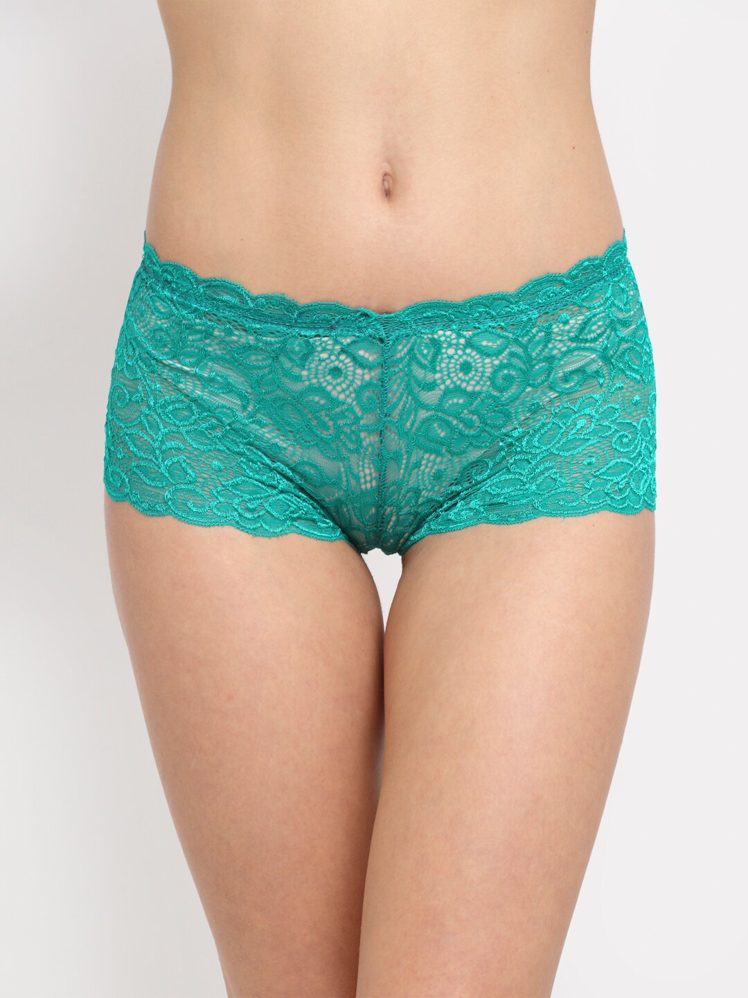 

Friskers Women Self-Design Cotton Laced Hipster Briefs, Turquoise blue