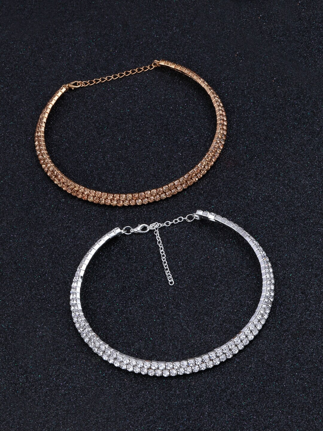 

Silver Shine Set Of 2 Silver-Plated Choker Necklace