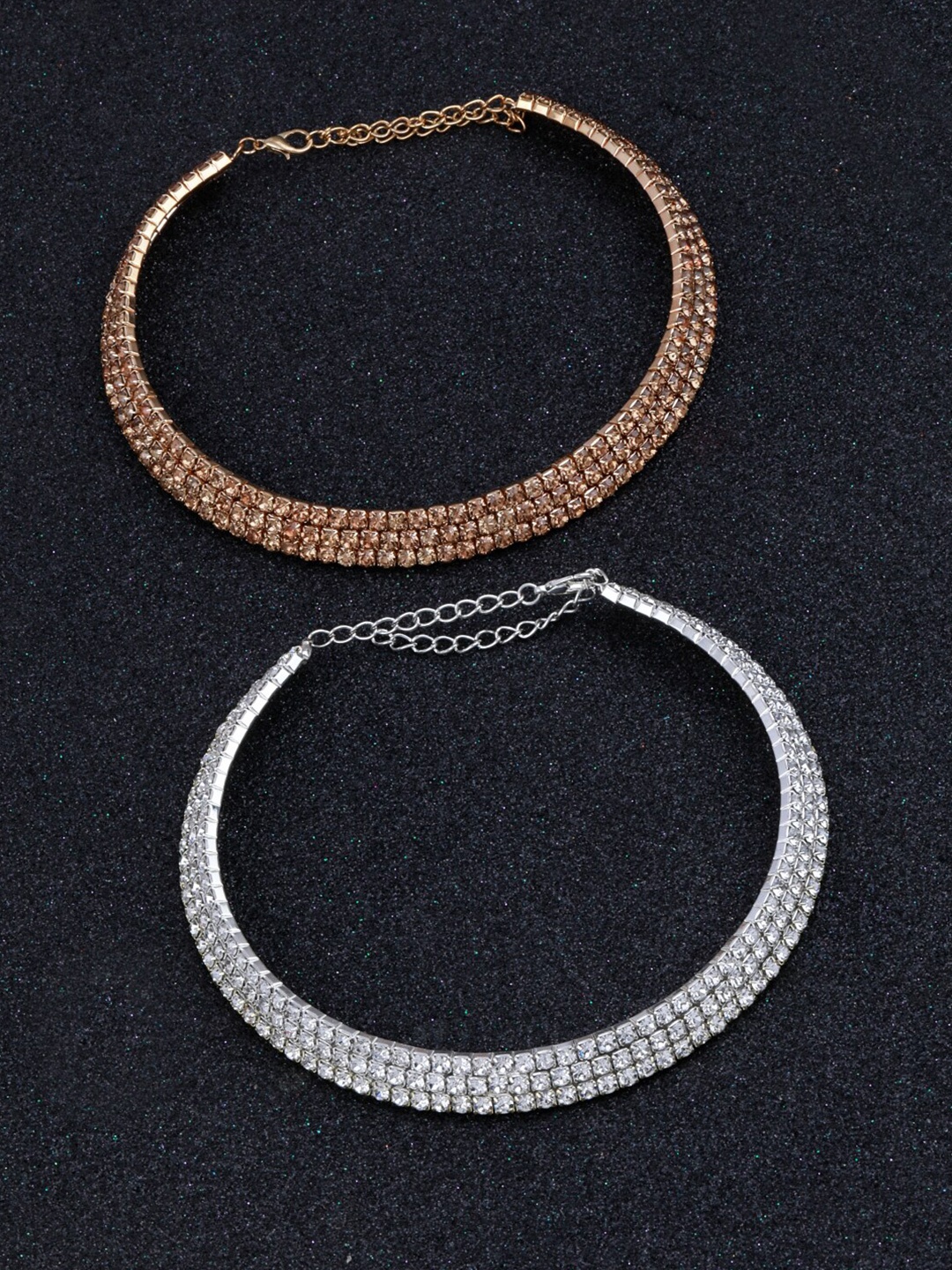 

Silver Shine Set Of 2 Gold-Plated & Silver-Plated Choker Necklace