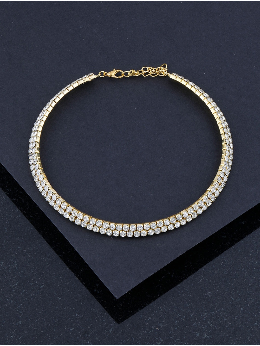 

Silver Shine Gold-Plated Choker Necklace, White