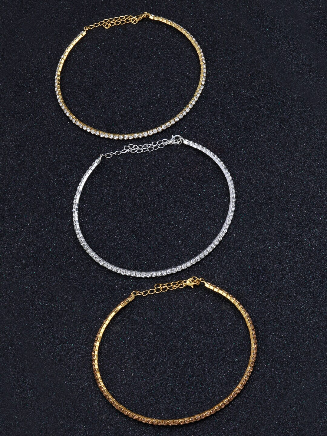 

Silver Shine Set Of 3 Gold-Plated Choker Necklace