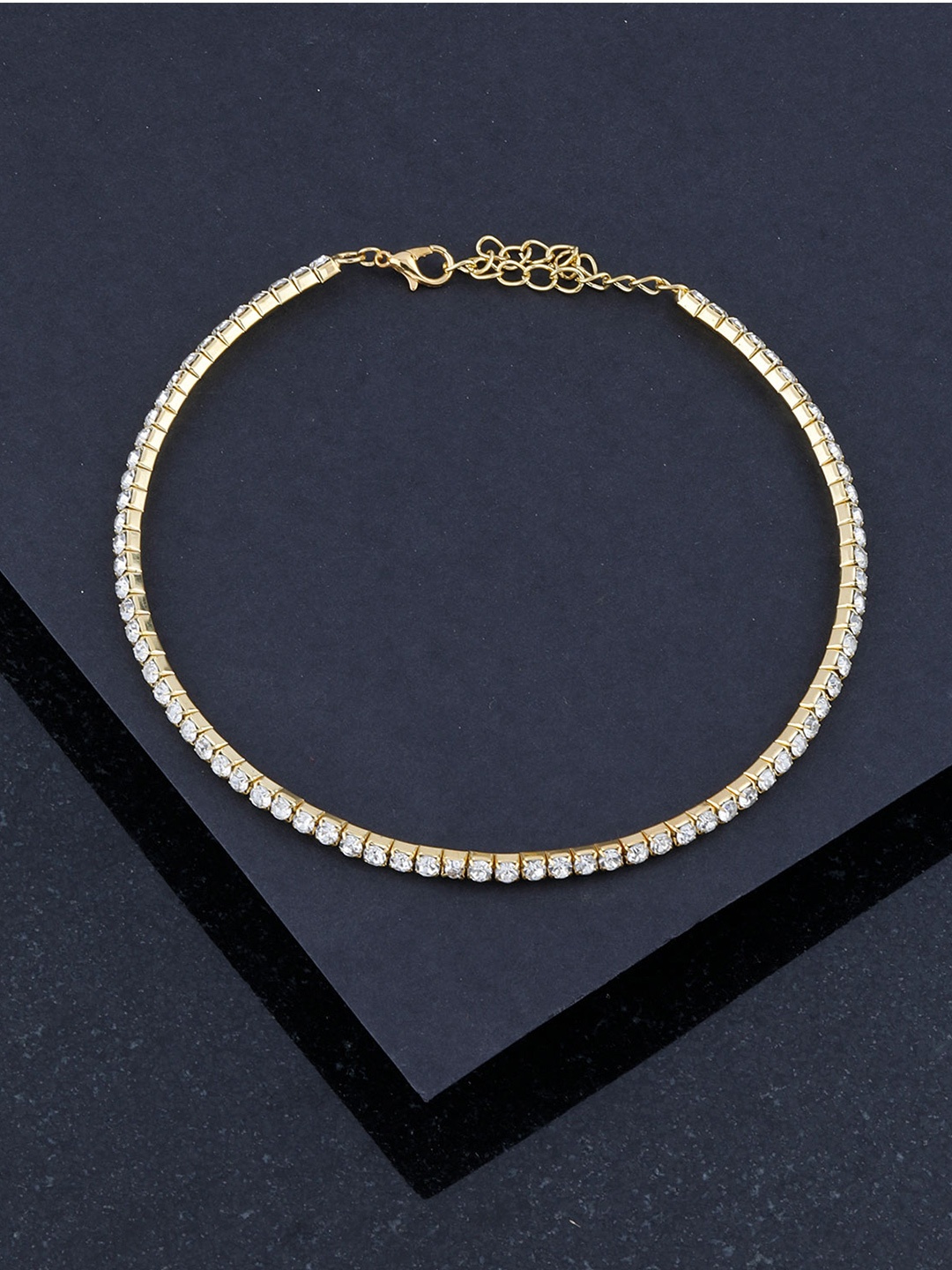 

Silver Shine Gold-Plated Choker Necklace, White