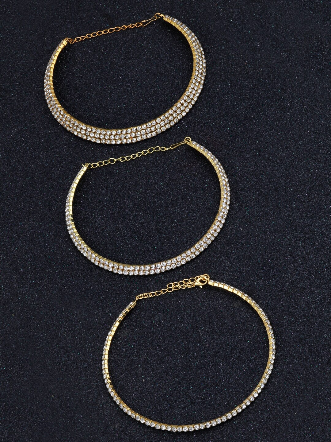 

Silver Shine Set Of 3 Silver-Plated Choker Necklace