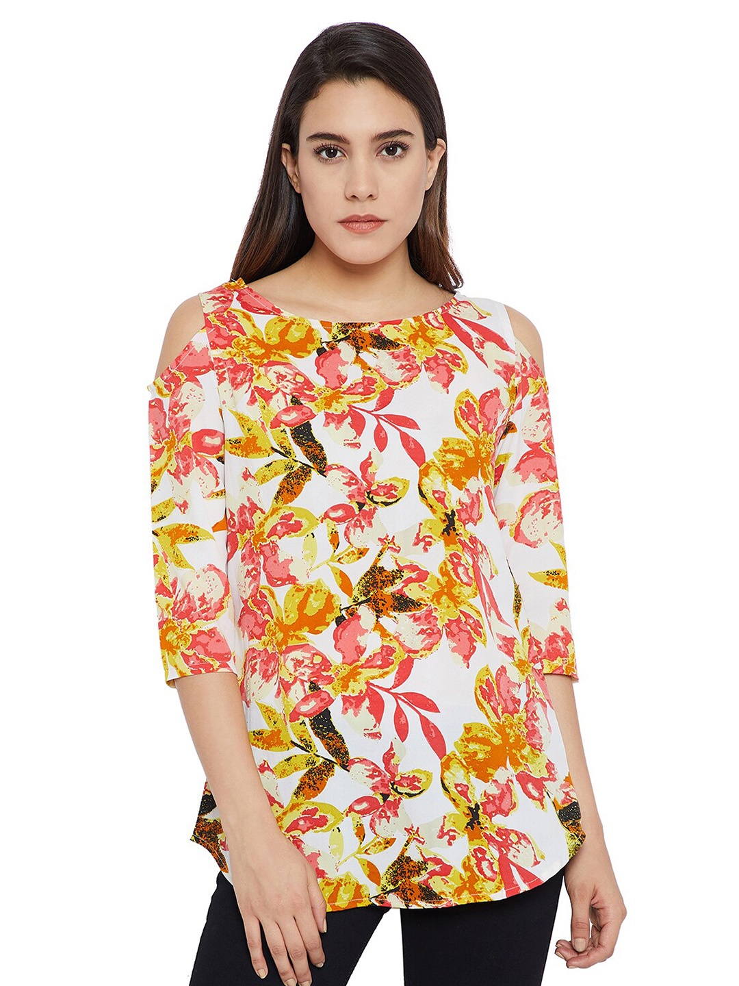 

Toshee Floral Printed Crepe Top, White