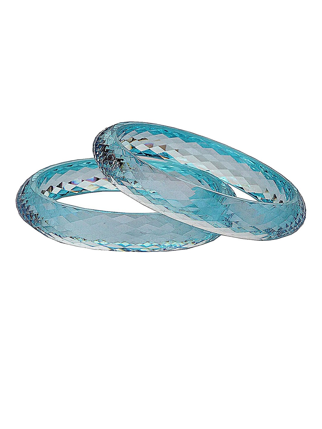

NMII Set Of 2 Diamond Cut Textured Acrylic Kadas, Turquoise blue
