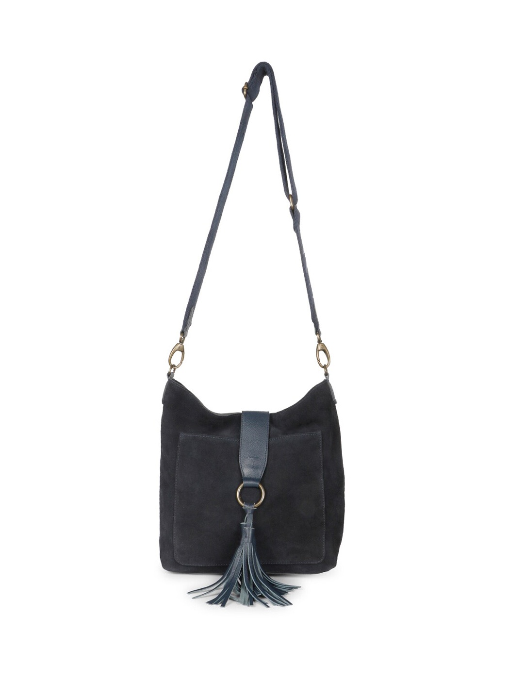 

Saint G Leather Structured Sling Bag, Navy blue