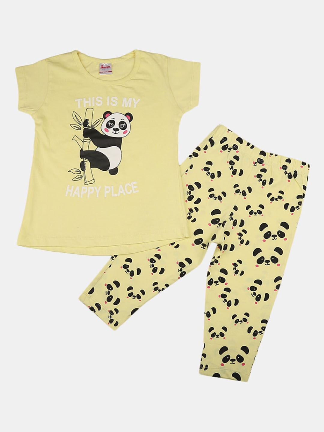 

V-Mart Girls Graphic Printed Pure Cotton Night Suit, Yellow