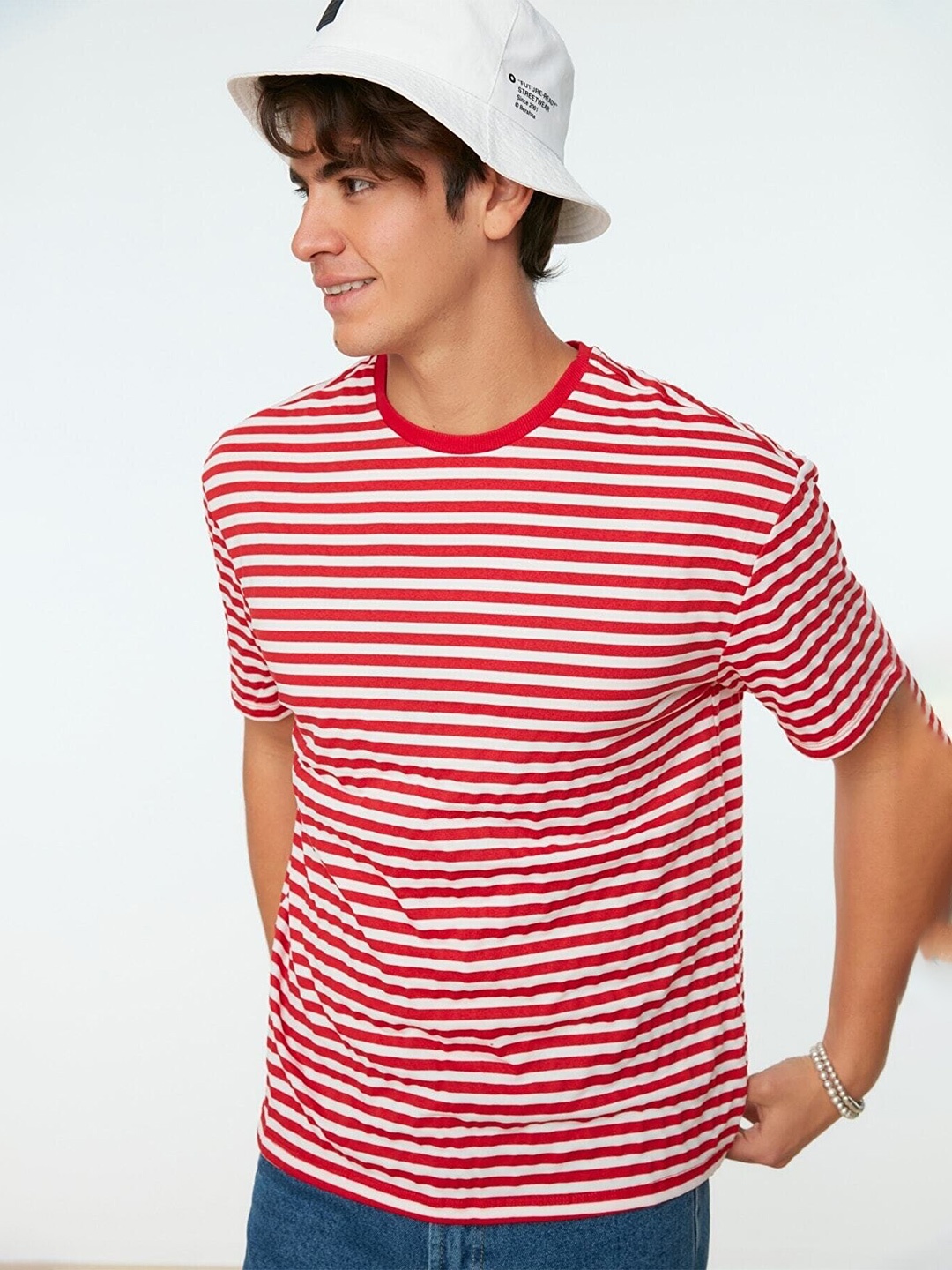 

Trendyol Nautical Striped Cotton T-shirt, Red