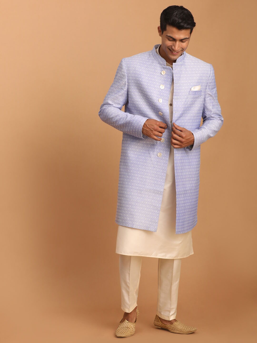 

VASTRAMAY Sherwani With Kurta & Pyjama Pant, Lavender