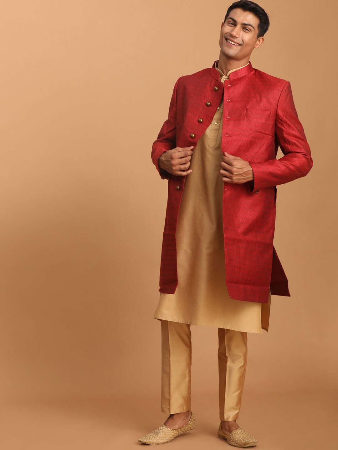 

VASTRAMAY Self-Designed Sherwani, Maroon