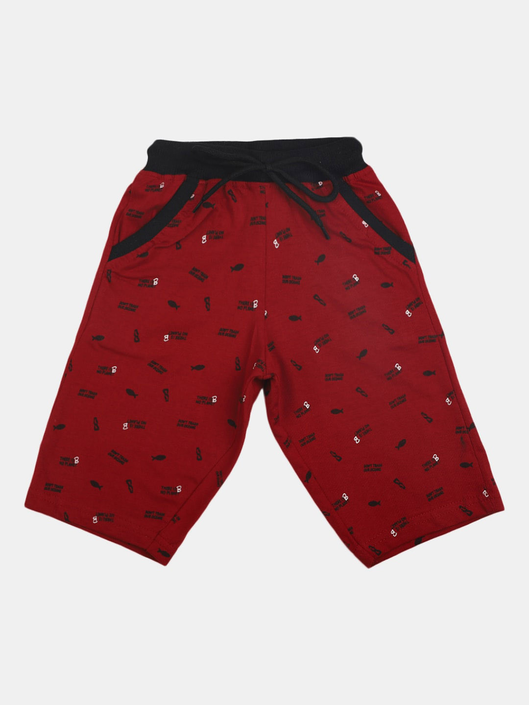 

V-Mart Boys Typography Printed Cotton Shorts, Maroon