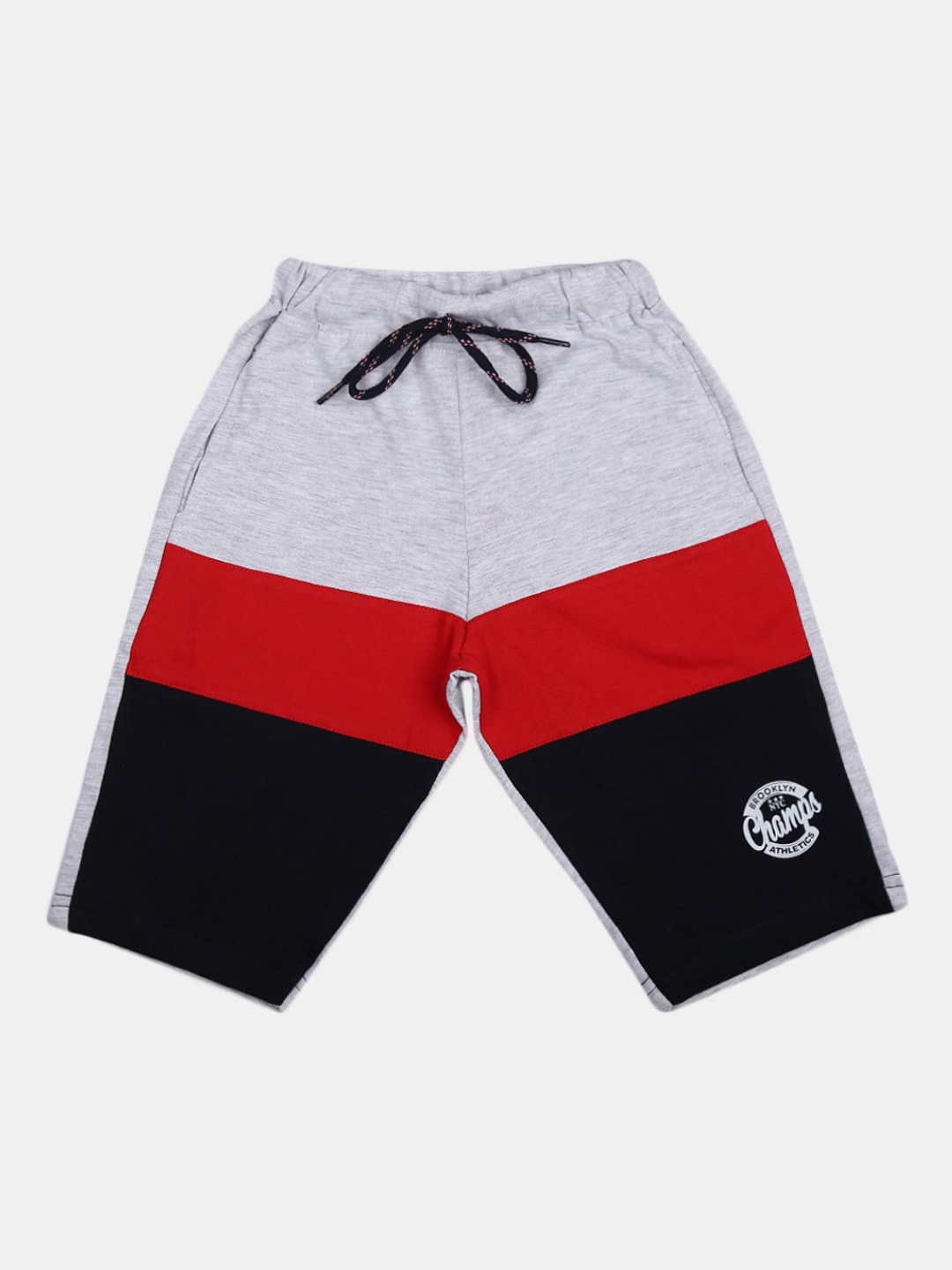 

V-Mart Boys Colourblocked Cotton Shorts, Grey