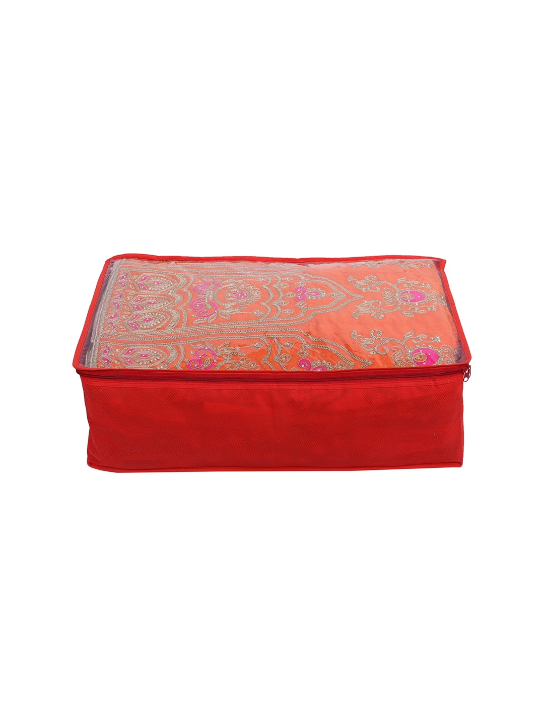 

Home Fresh Red Lehenga Cover With Transparent Window