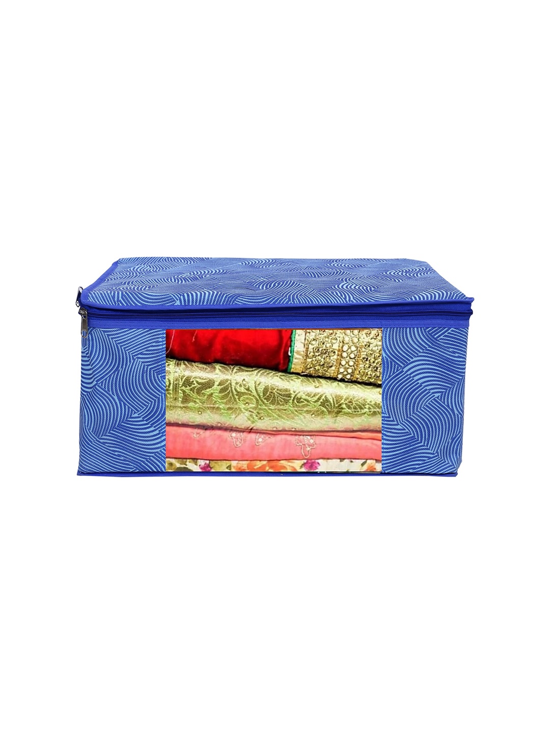 

Home Fresh Blue & White Lehriya Printed Saree Organiser