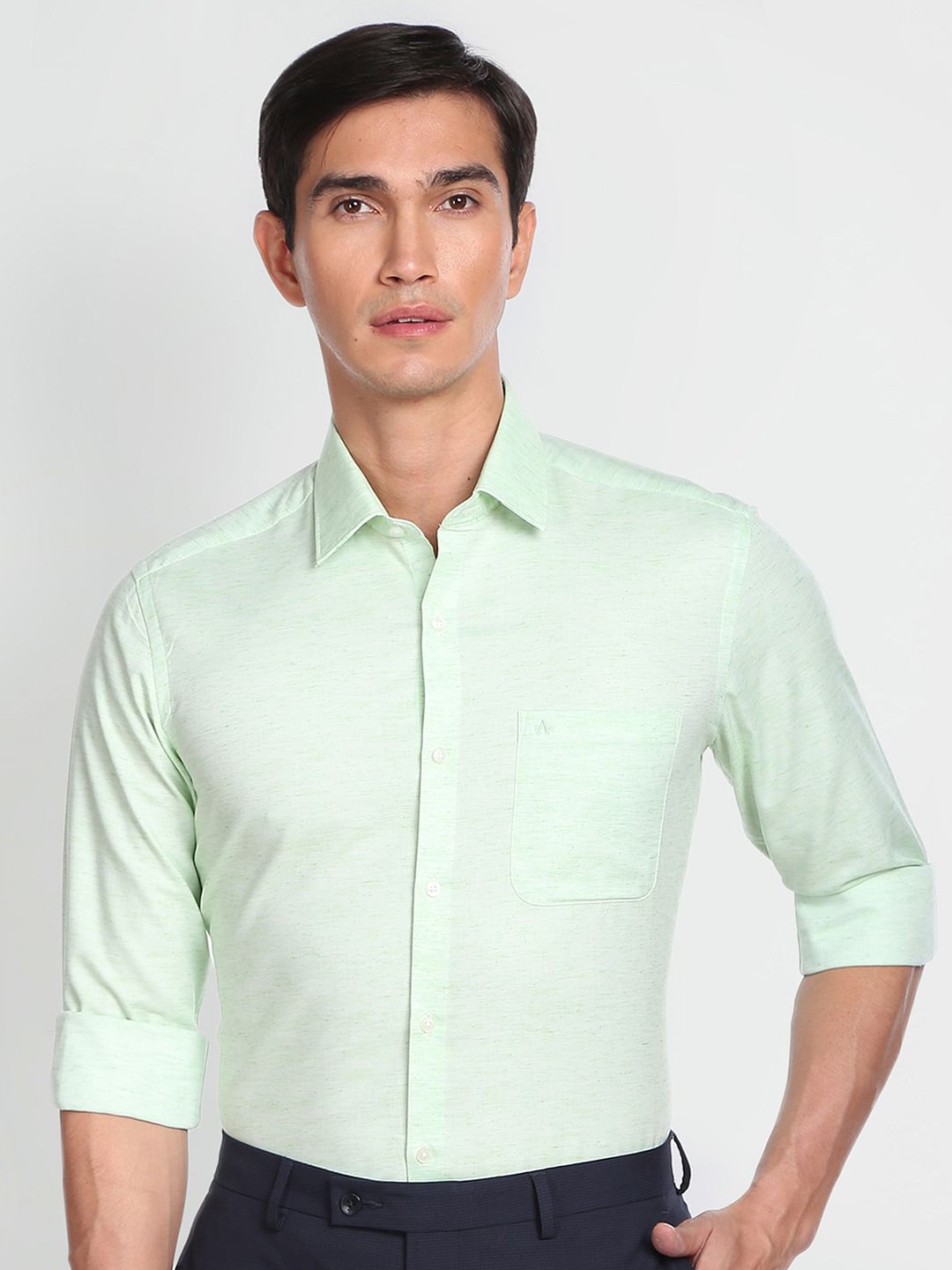 

Arrow Self Design Cutaway Collar Slim Fit Formal Shirt, Green