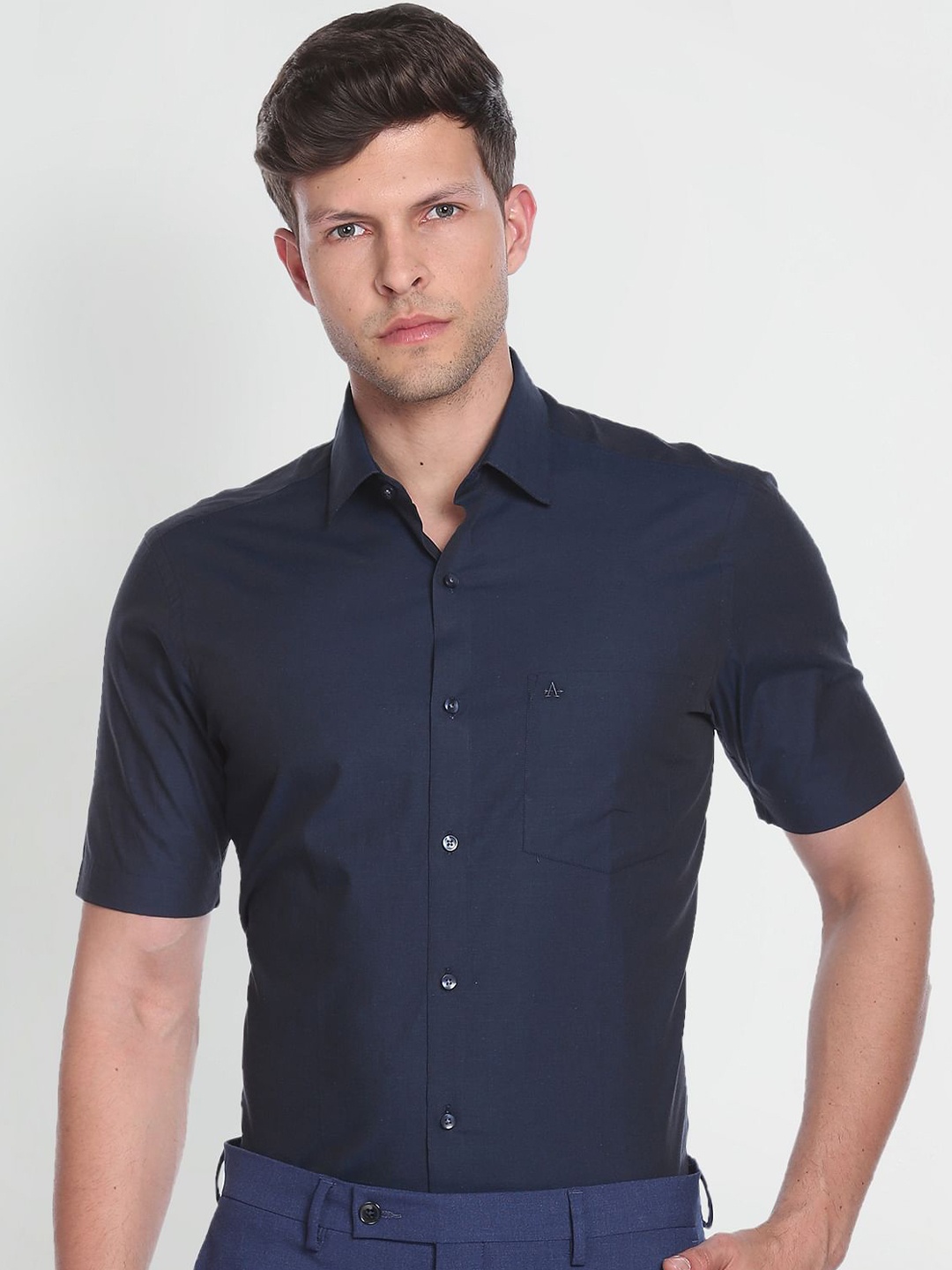 

Arrow Short Sleeve Formal Pure Cotton Shirt, Blue