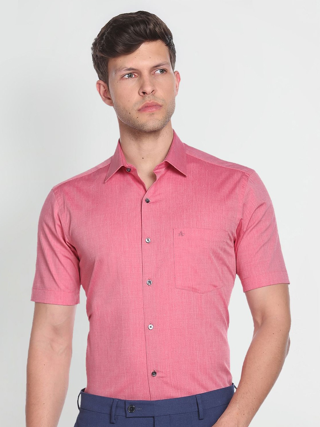 

Arrow Cutaway Collar Pure Cotton Formal Shirt, Pink