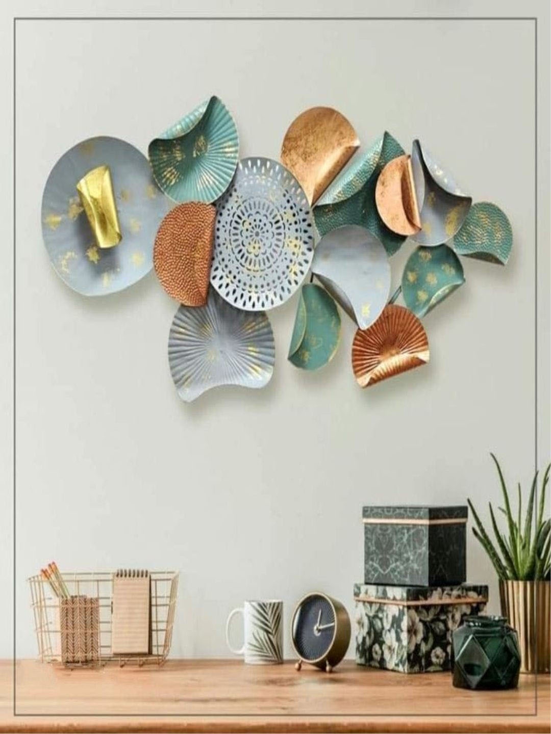 

The Art House Turquoise-Blue & Copper-Toned Metal Wall Decor