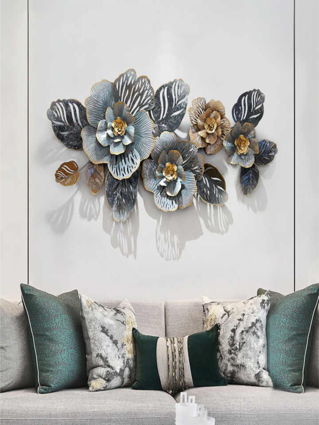 

The Art House Gold-Toned & Green Floral Metal Wall Decor