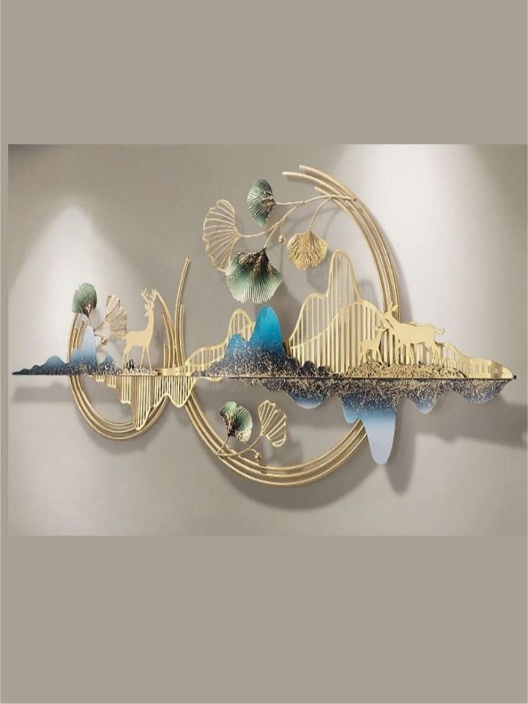 

The Art House Gold-Toned & Blue Metal Leaf Wall Decor