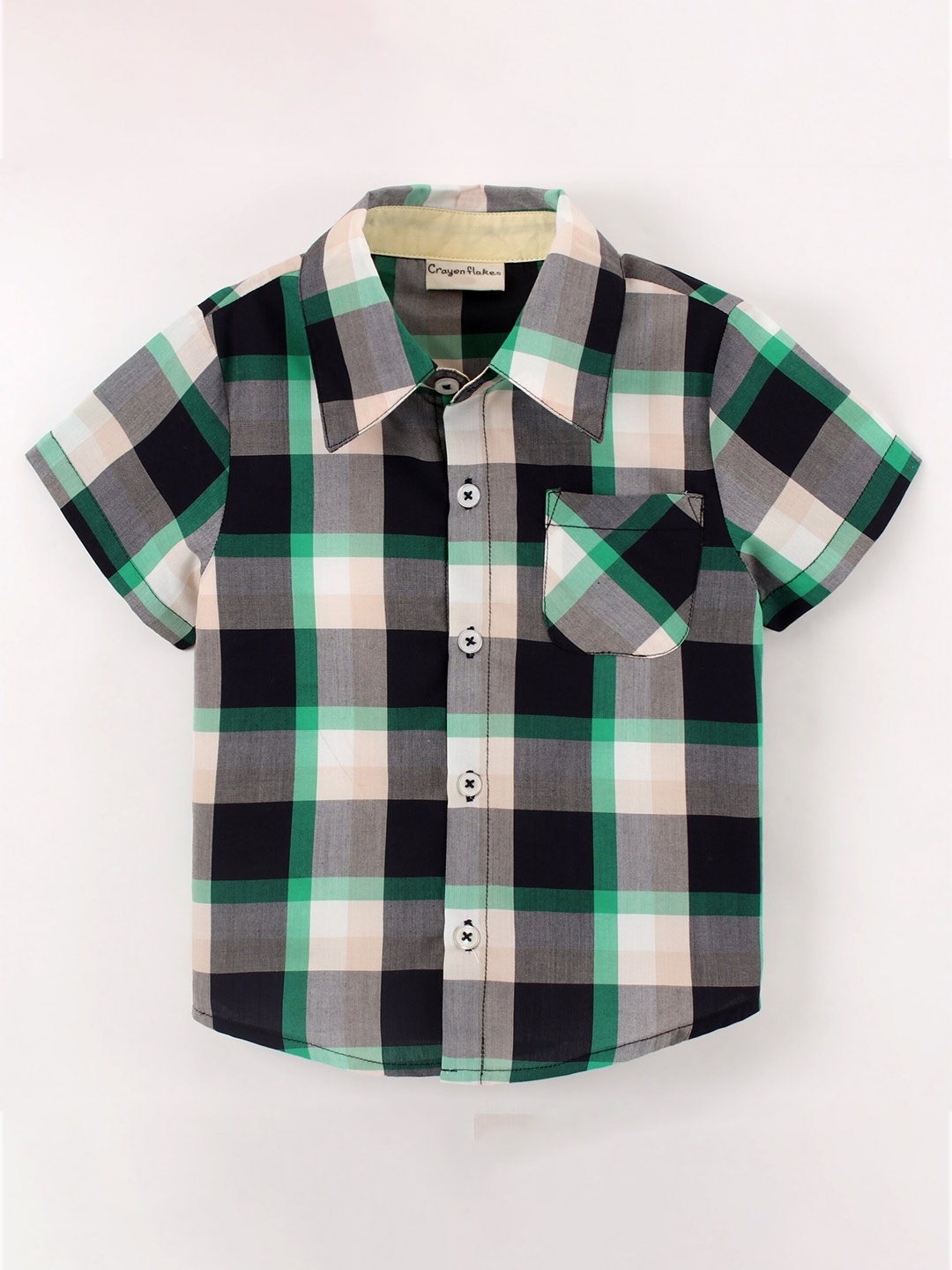 

CrayonFlakes Boys Tartan Checked Cotton Casual Shirt, Grey