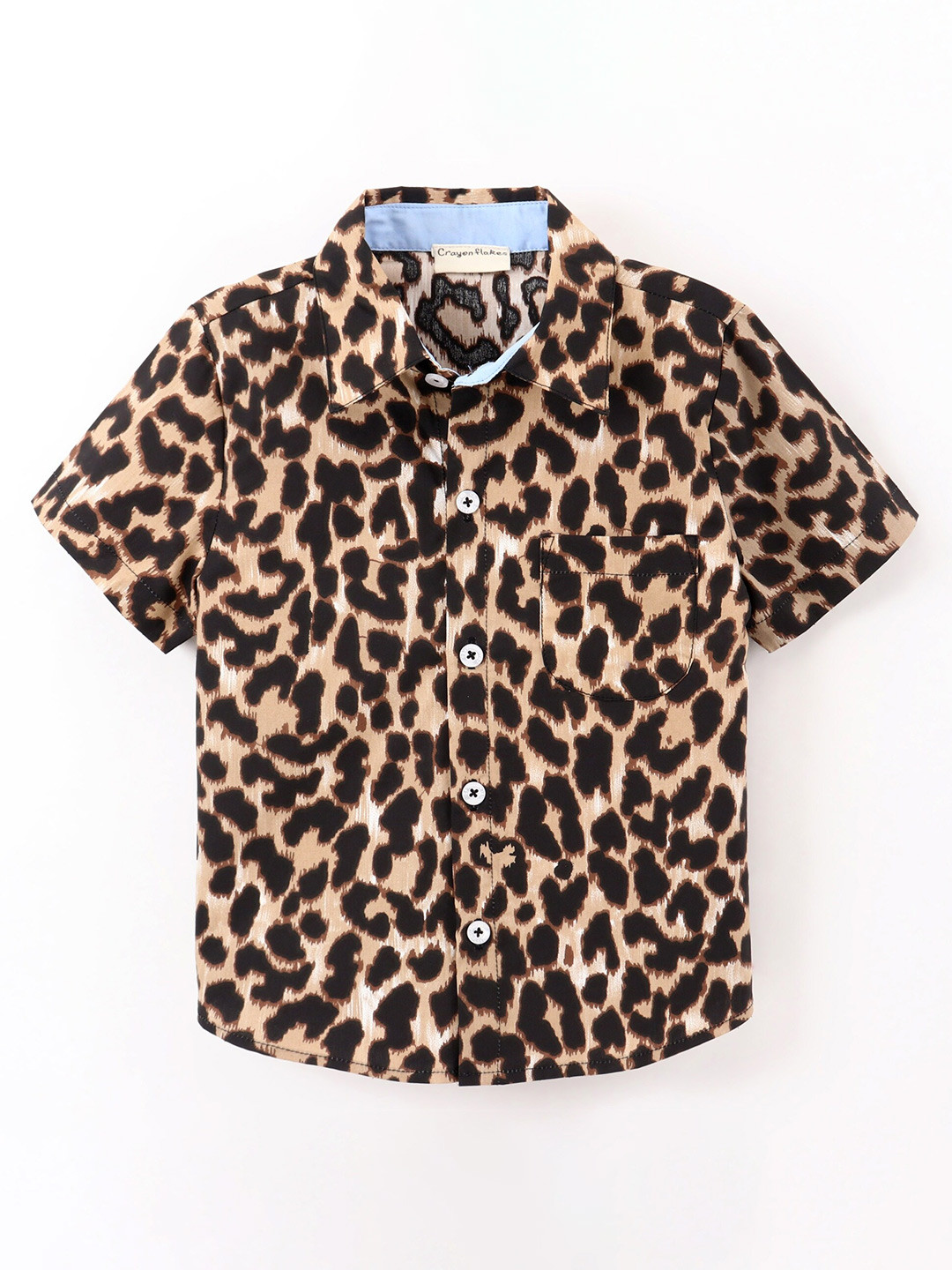 

CrayonFlakes Boys Brown Animal Opaque Printed Casual Shirt