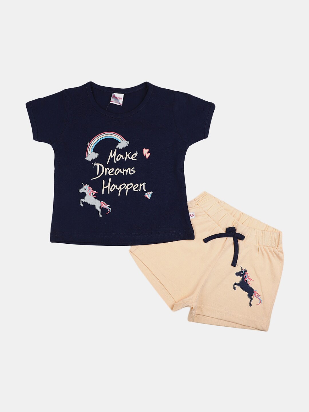 

V-Mart Kids Printed Pure Cotton T-shirt with Shorts, Navy blue