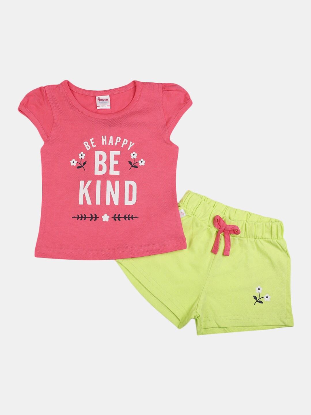 

V-Mart Girls Printed Pure Cotton T-shirt with Shorts, Pink