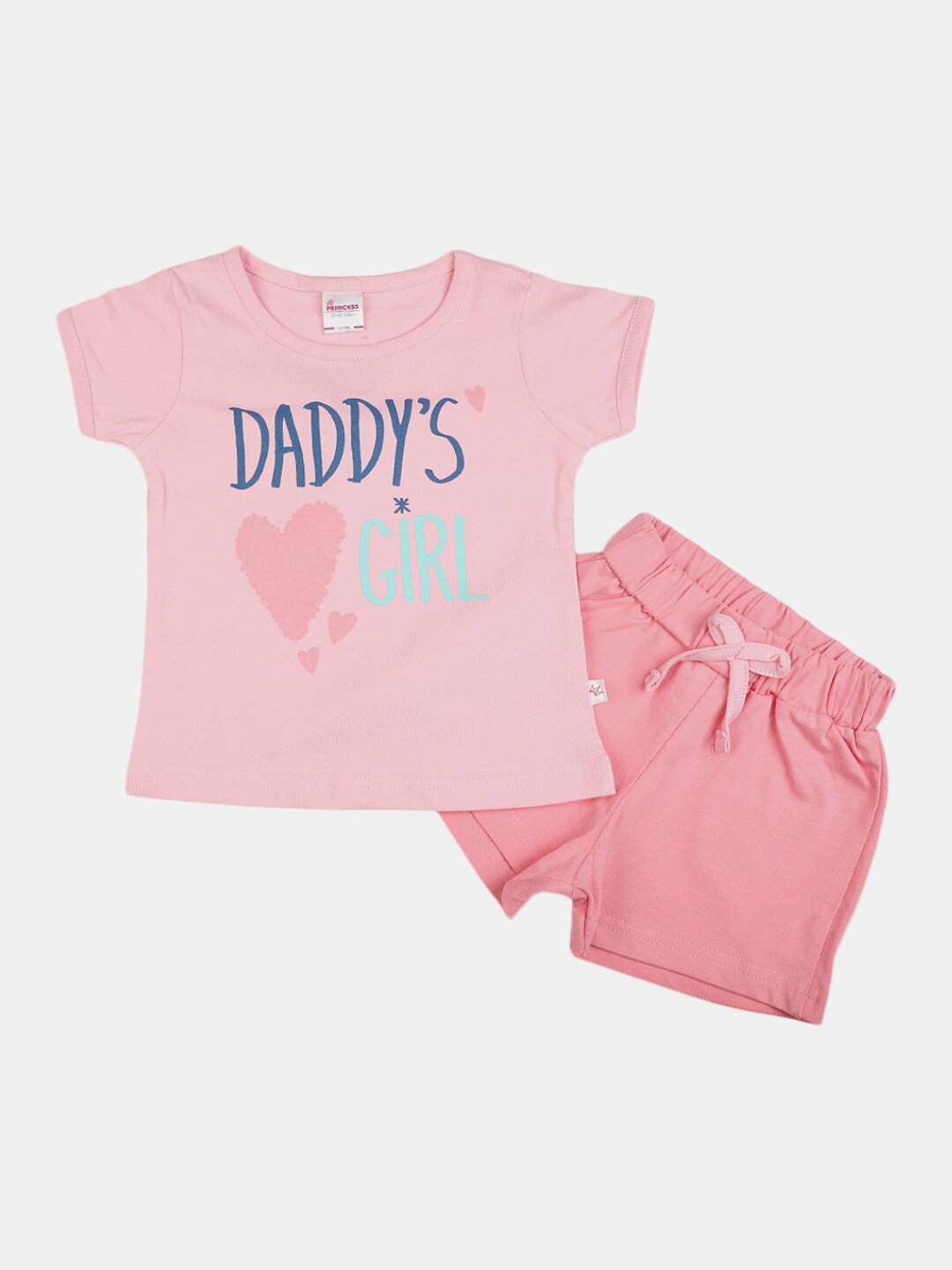 

V-Mart Girls Pure Cotton Printed T-shirt With Shorts, Pink