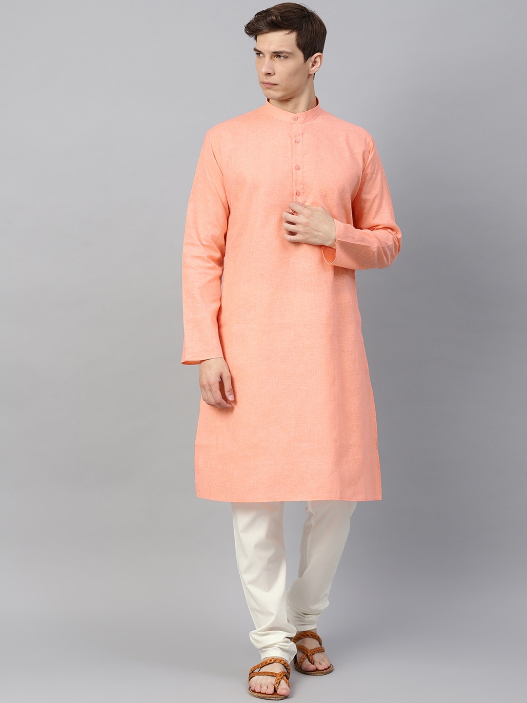 

SOJANYA Mandarin Collar Straight Kurta, Peach