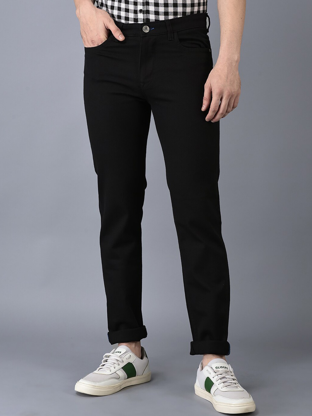 

CANOE Men Straight Fit Easy Wash Trousers, Black