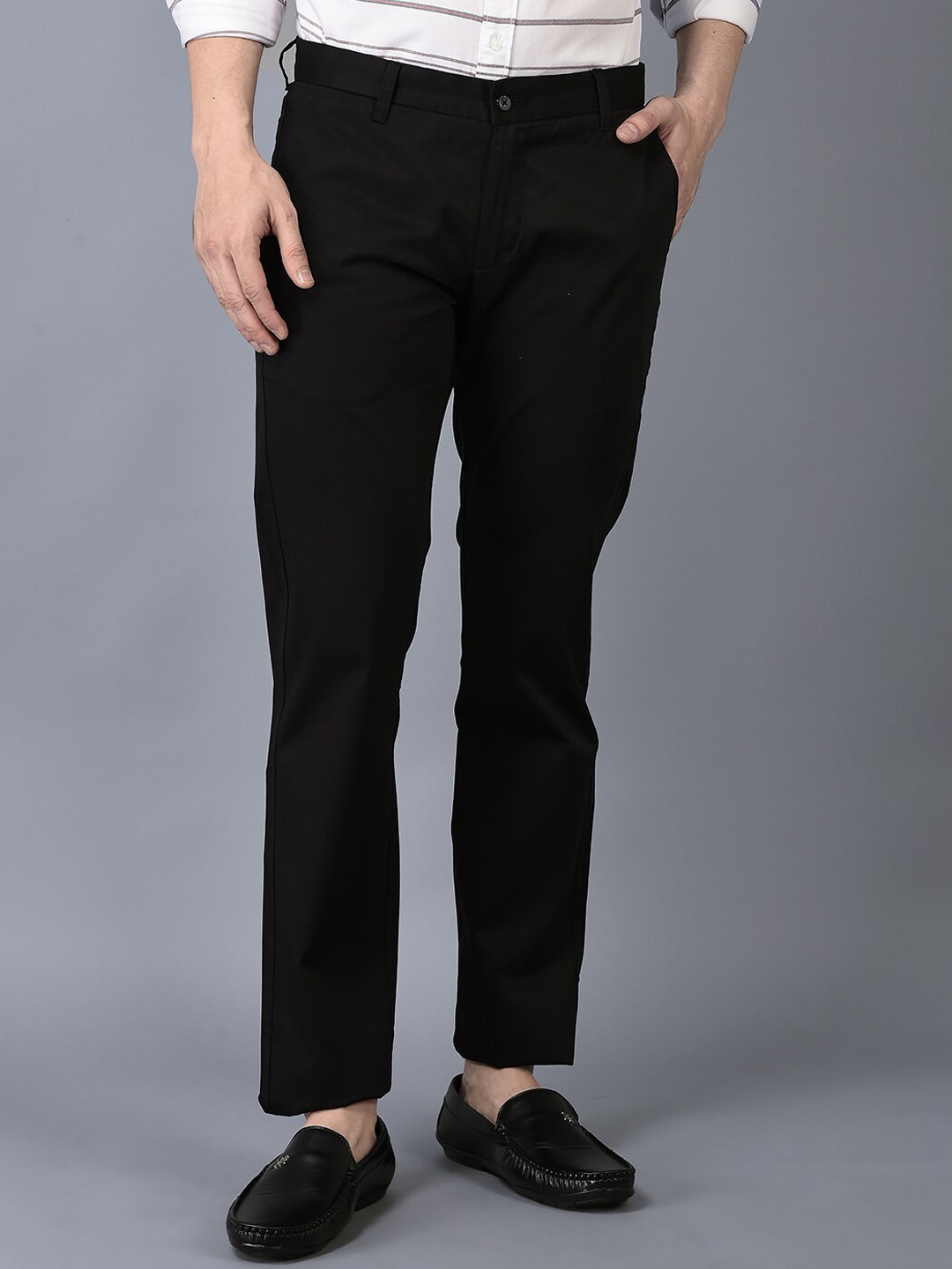 

CANOE Men Straight Fit Easy Wash Chinos Trousers, Black