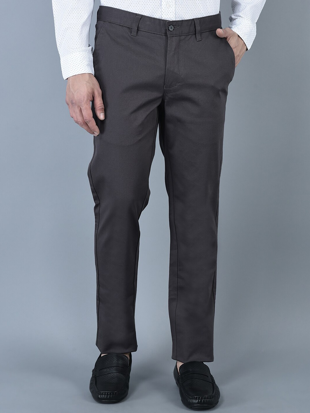 

CANOE Men Straight Fit Easy Wash Formal Trousers, Grey