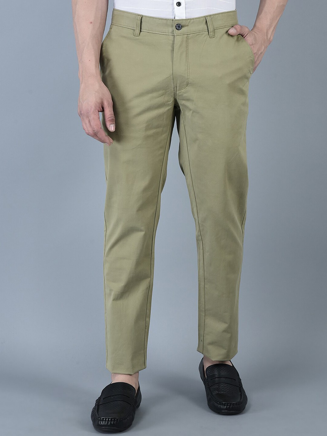 

CANOE Men Smart Straight Fit Easy Wash Chinos Trousers, Green