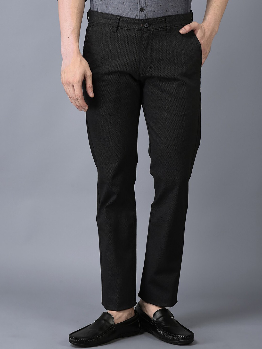 

CANOE Men Straight Fit Easy Wash Trousers, Black