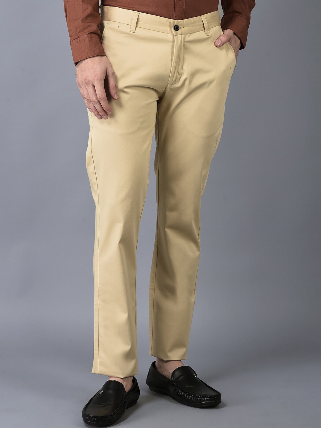 

CANOE Men Smart Straight Fit Easy Wash Trousers, Beige