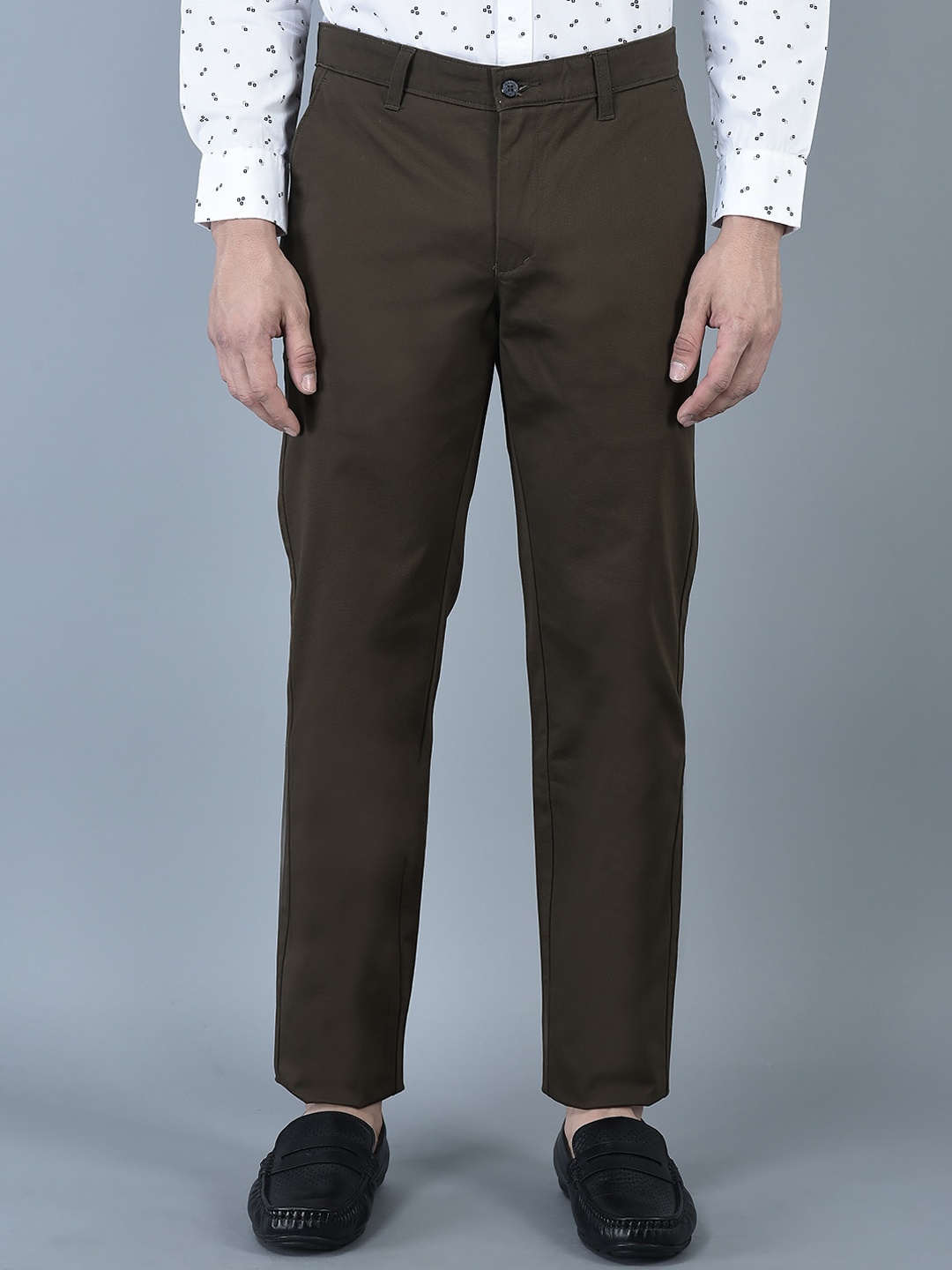 

CANOE Men Straight Fit Easy Wash Formal Trousers, Olive
