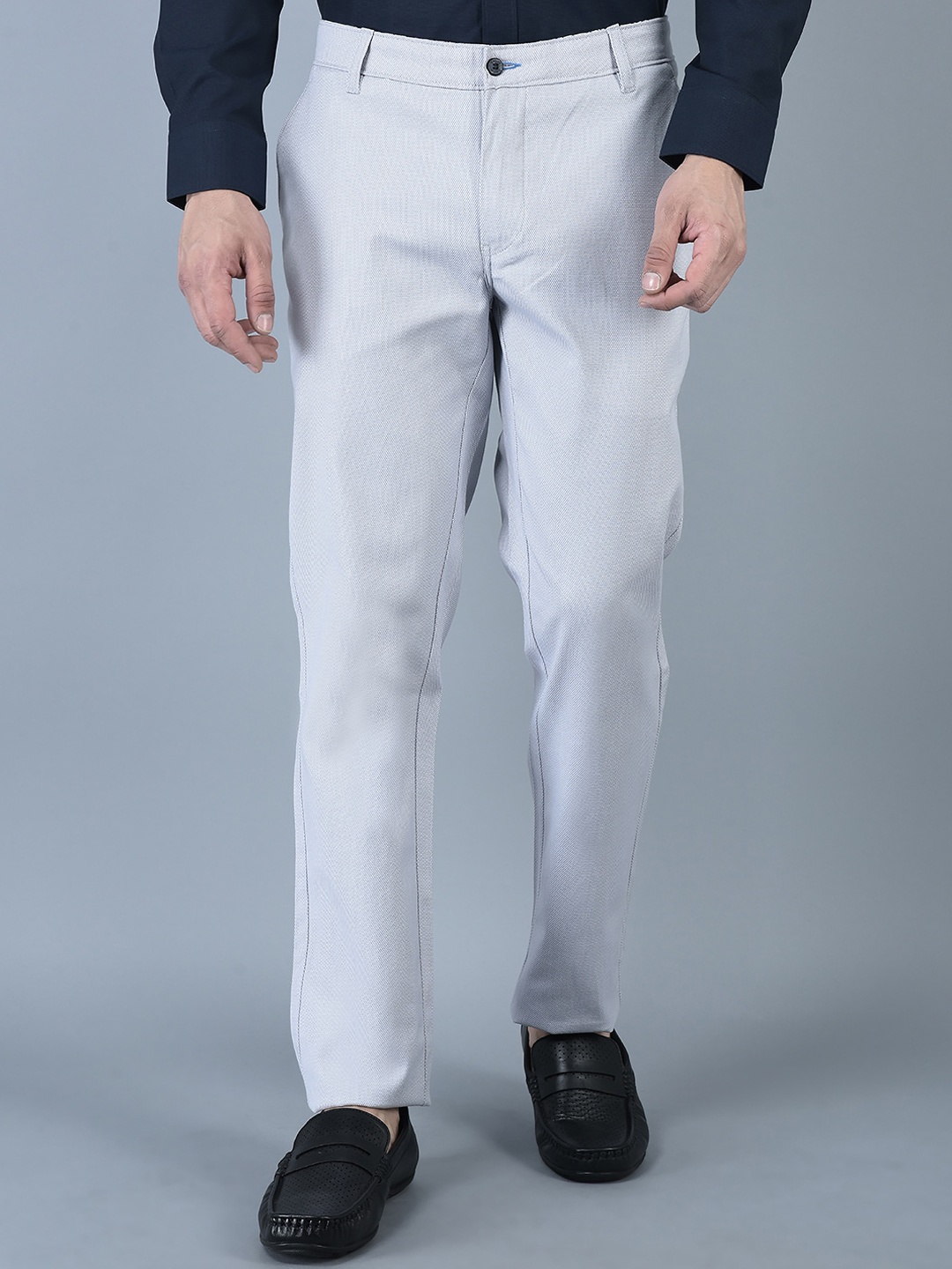 

CANOE Men Smart Straight Fit Easy Wash Trousers, Grey