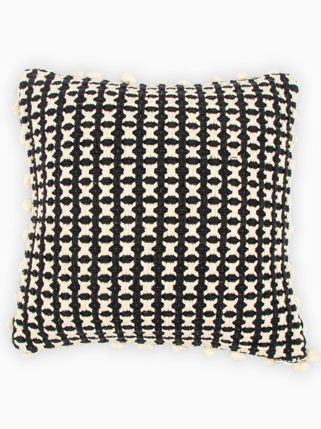 

HOUMN Black & White Embroidered Cotton Square Cushion Cover